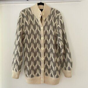Vintage I.B. Diffusion Classic Wool Button Cable Knit Cardigan Sweater Oversized
